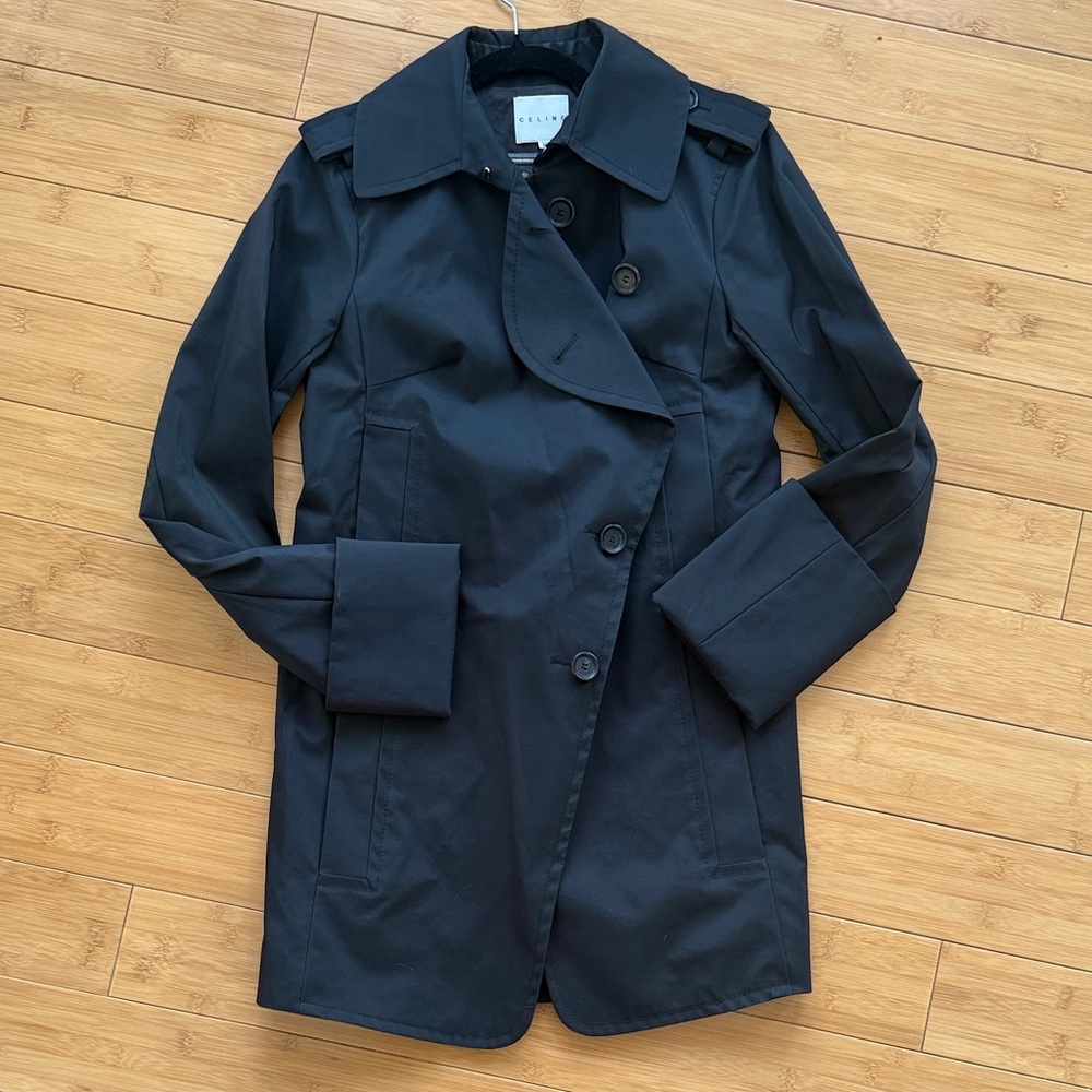Celine Black Trench Coat for Women - Picture 2 of 7